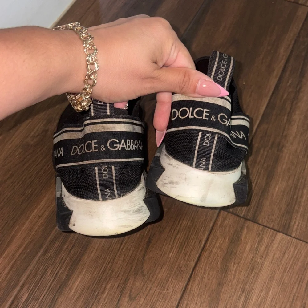 Dolce & Gabbana Black and White Logo Slip-On Trainers